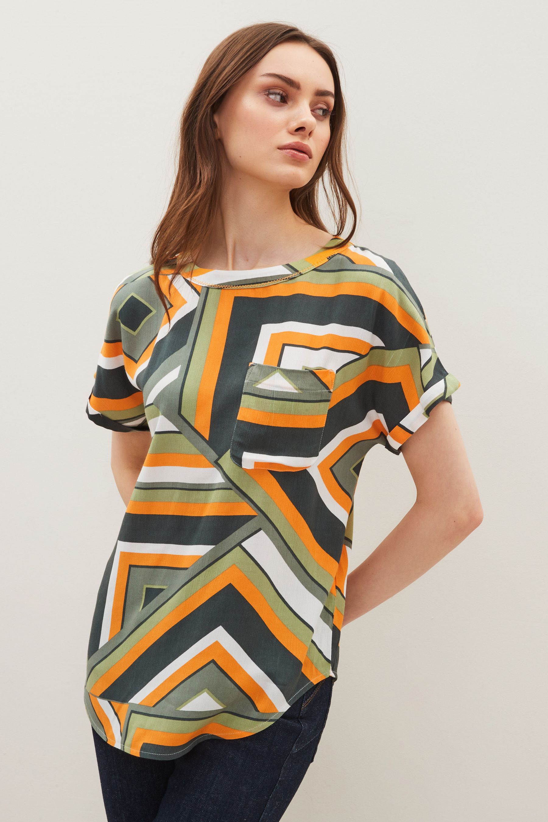 Yellow striped short sleeve shirt cheap