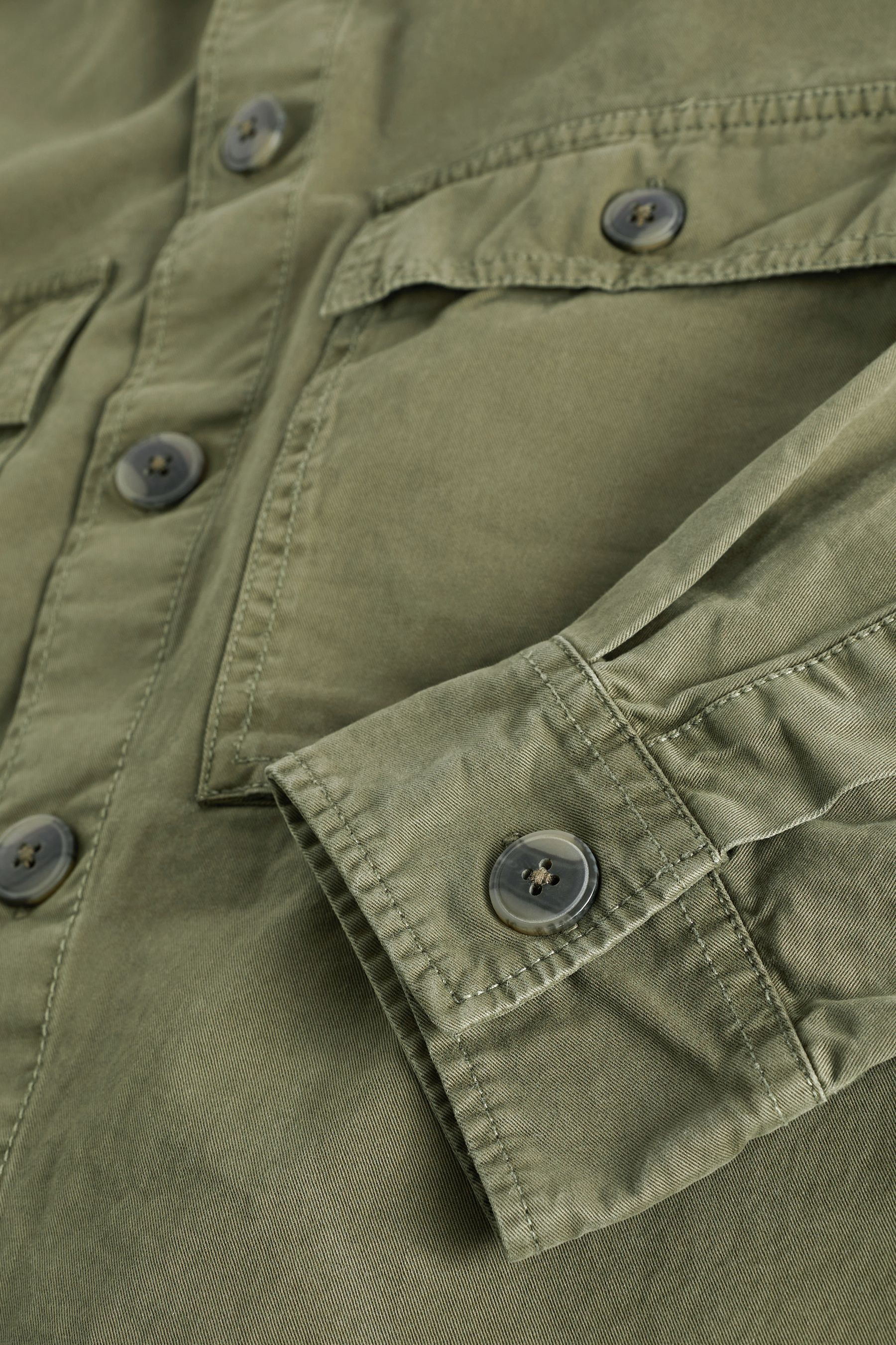 Khaki Green 100 Cotton Twin Pocket Shacket