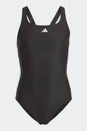 adidas Black Cut 3 Stripes Swimsuit - Image 1 of 5