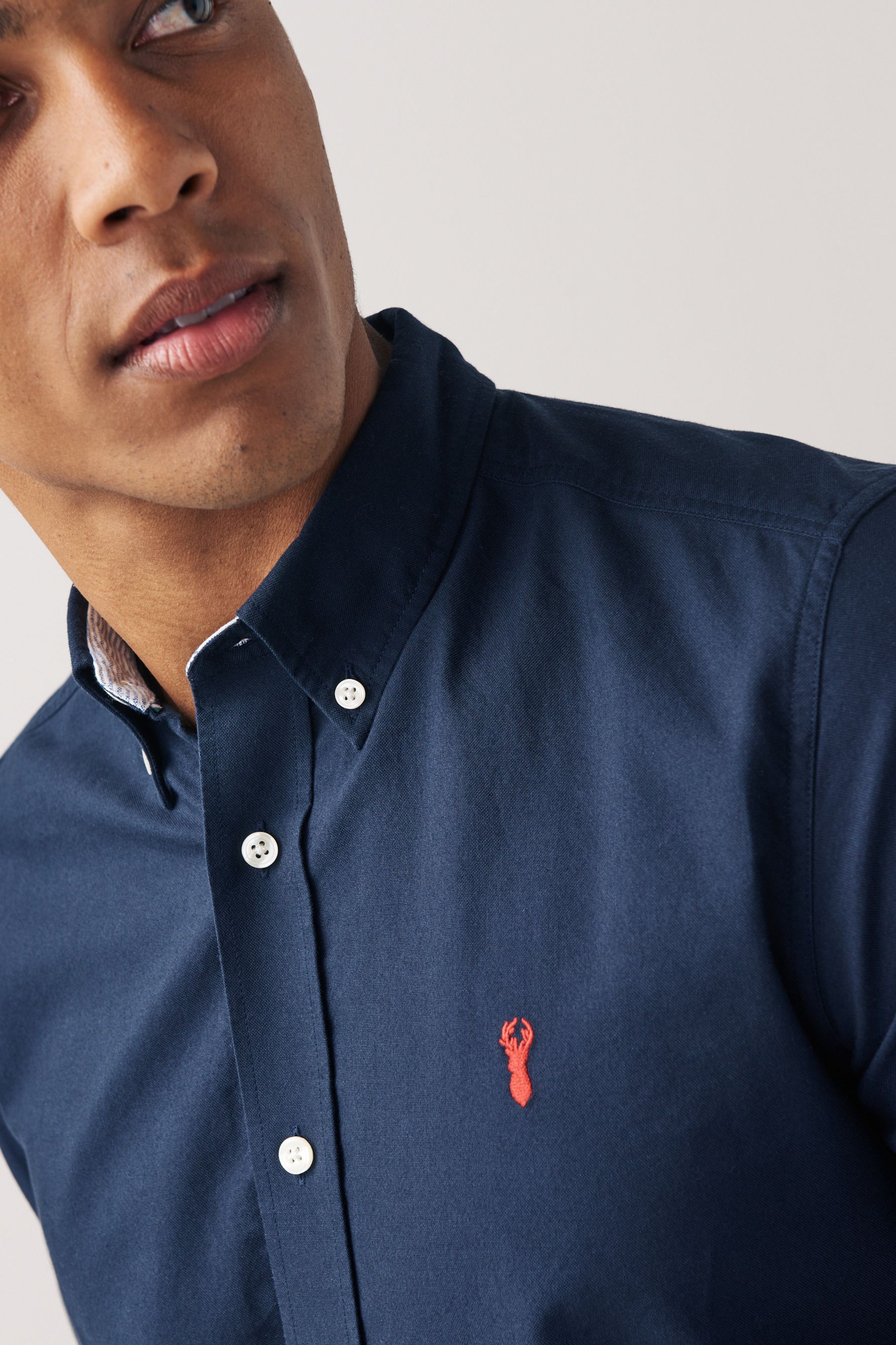 Buy Navy Blue Regular Fit Long Sleeve Oxford Shirt from Next France