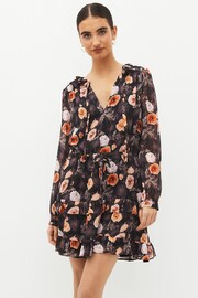 Paige Heirloom Floral Silk Black Mini Dress - Image 1 of 5