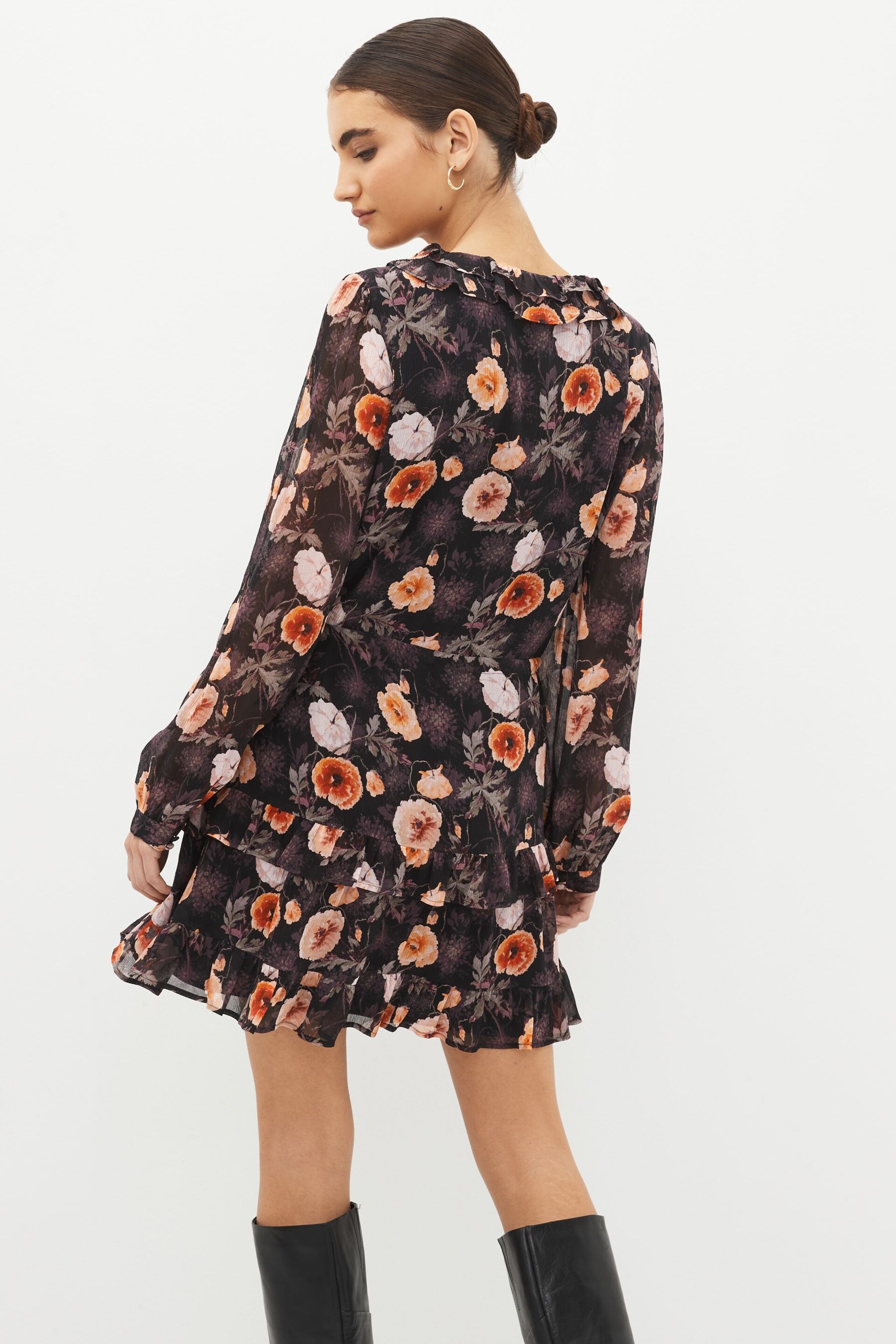 Paige Heirloom Floral Silk Black Mini Dress - Image 3 of 5