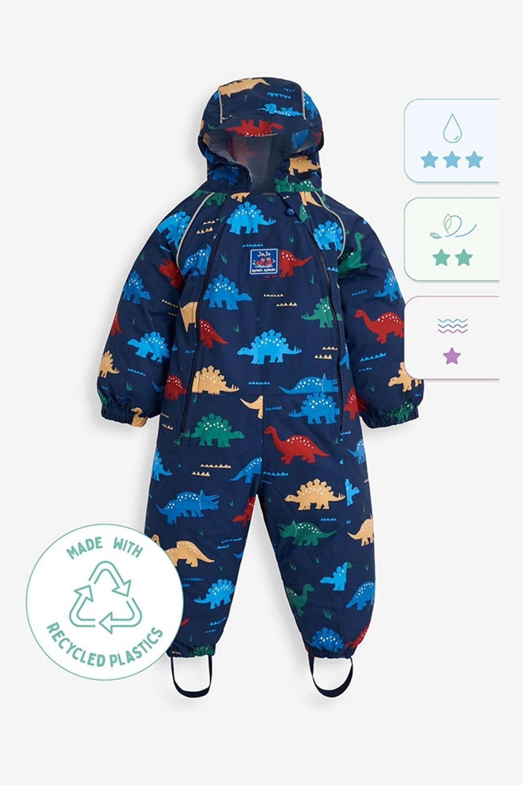 JoJo Maman Bebe Navy Blue Pack Away Waterproof Puddlesuit 2 3 Yrs Baby