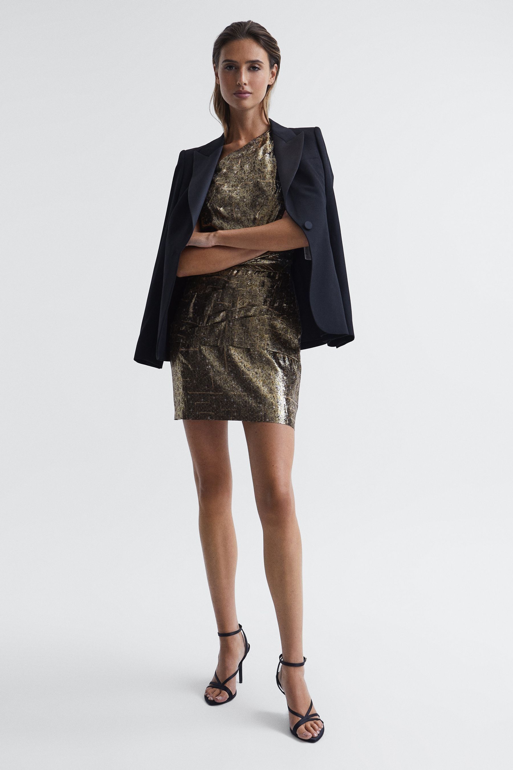 Buy Reiss Gold Frances Metallic Mini Dress from Next Luxembourg