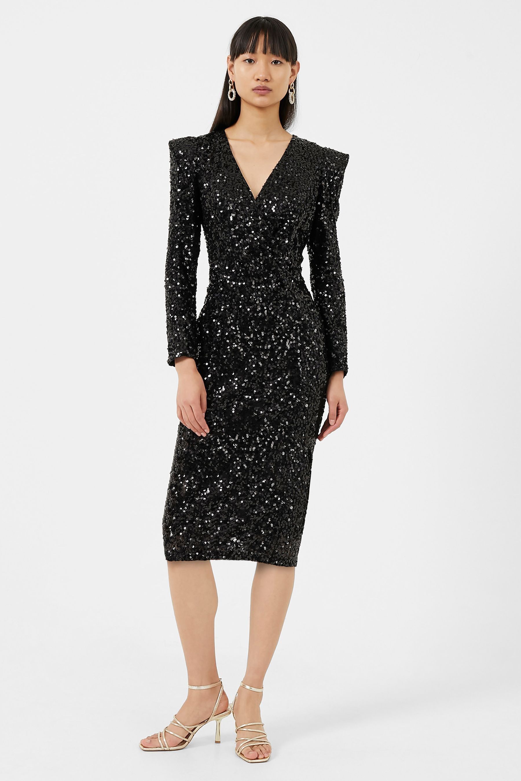 Buy French Connection Black Samantha Sequins V Neck Dress from Next Luxembourg