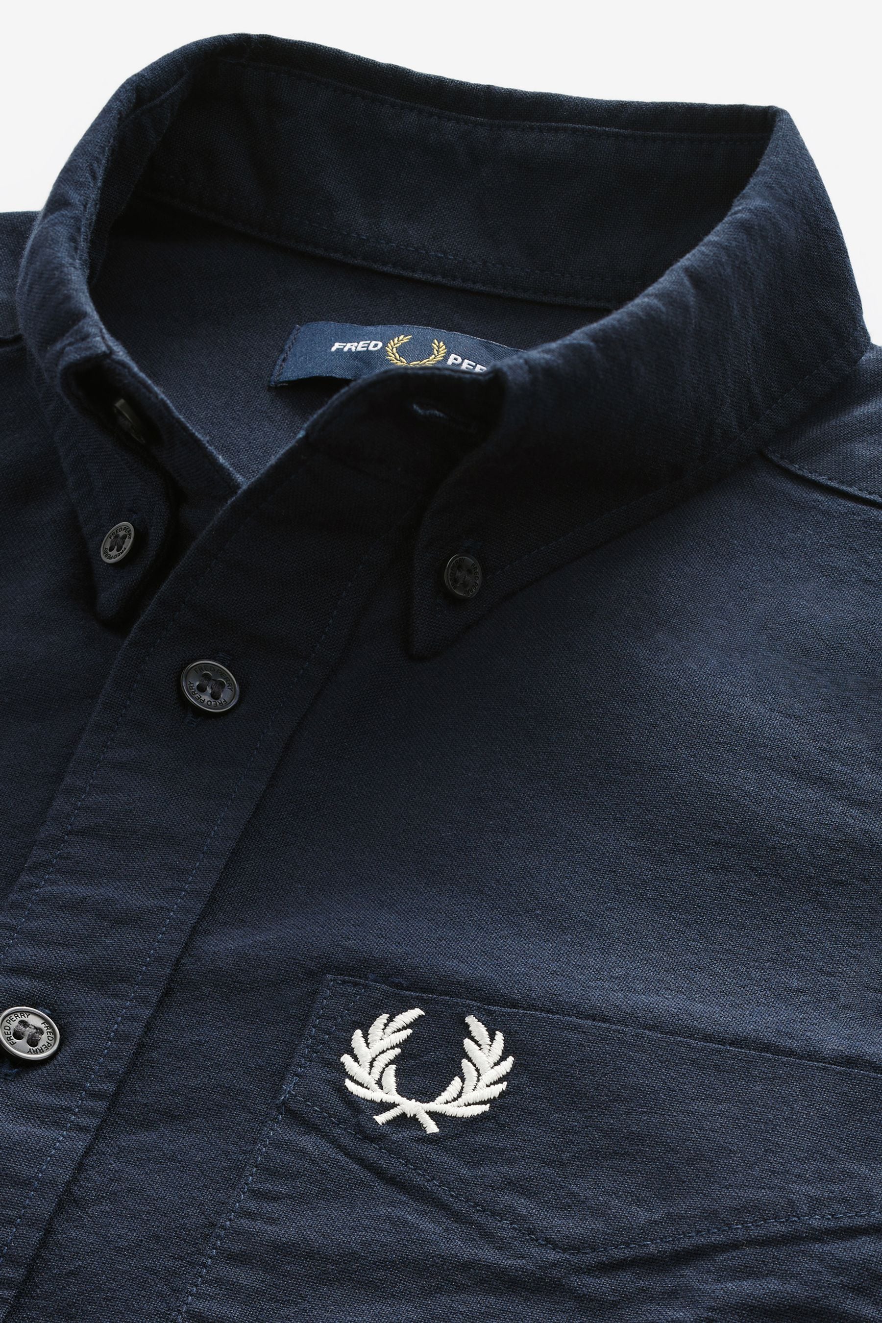Fred perry knitted collar short sleeve oxford shirt clearance