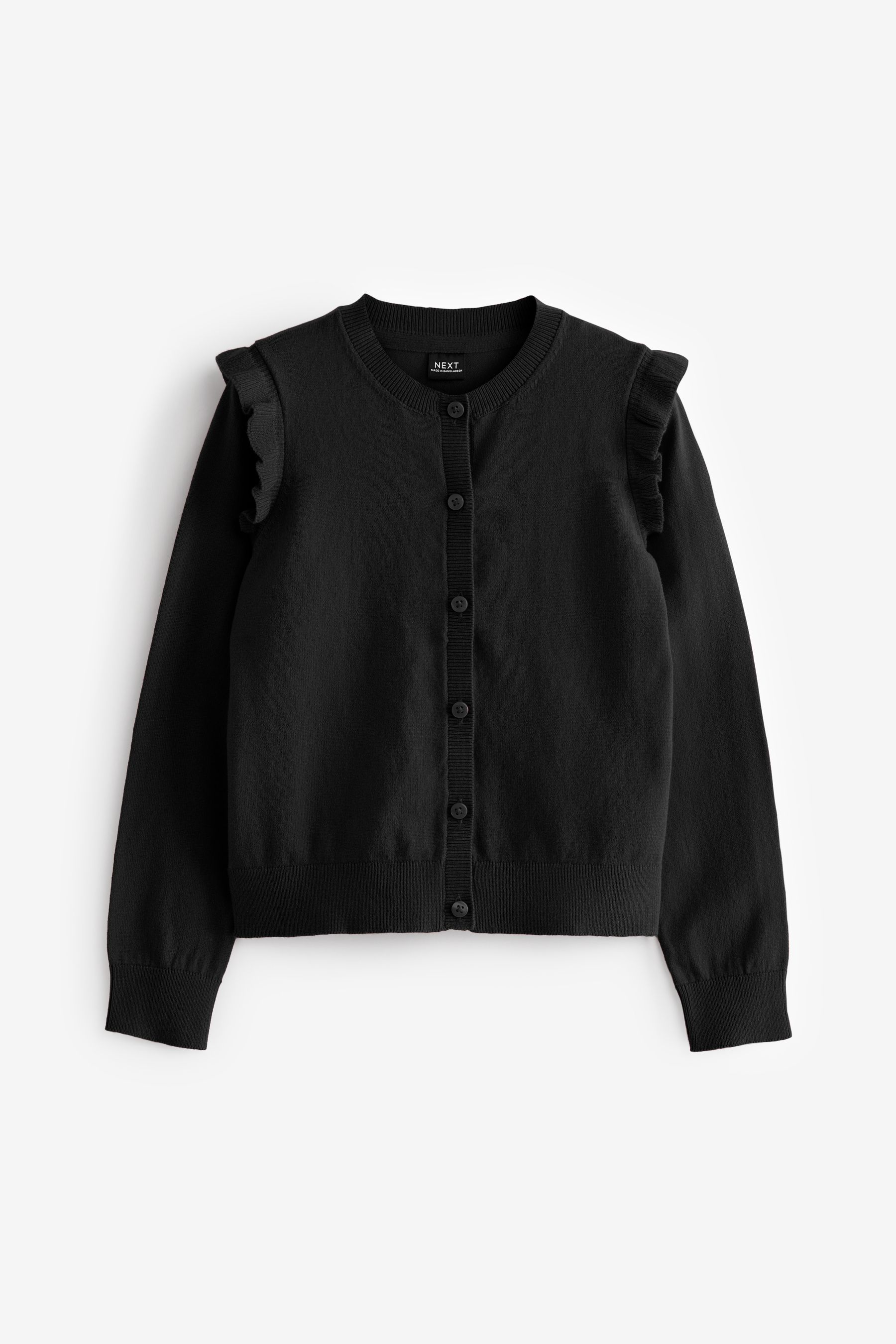 Buy Black Cotton Rich Frill Shoulder School Cardigan 3 16yrs from the Next UK online shop