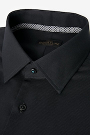 Black Slim Fit Signature Textured Single Cuff Shirt With Trim Detail - Image 7 of 8