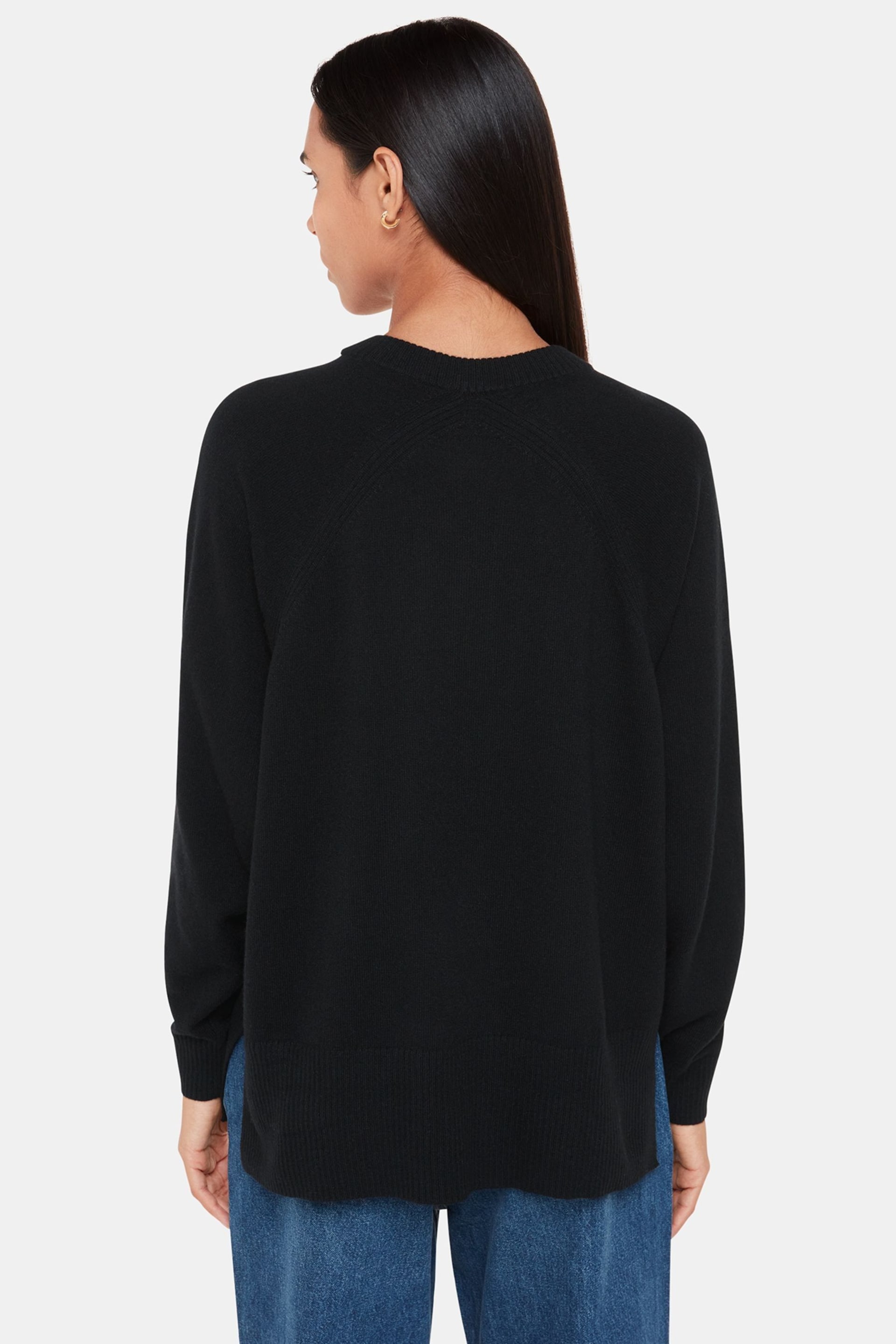 Whistles Ultimate Black Cashmere Crew Neck Jumper - Image 2 of 5