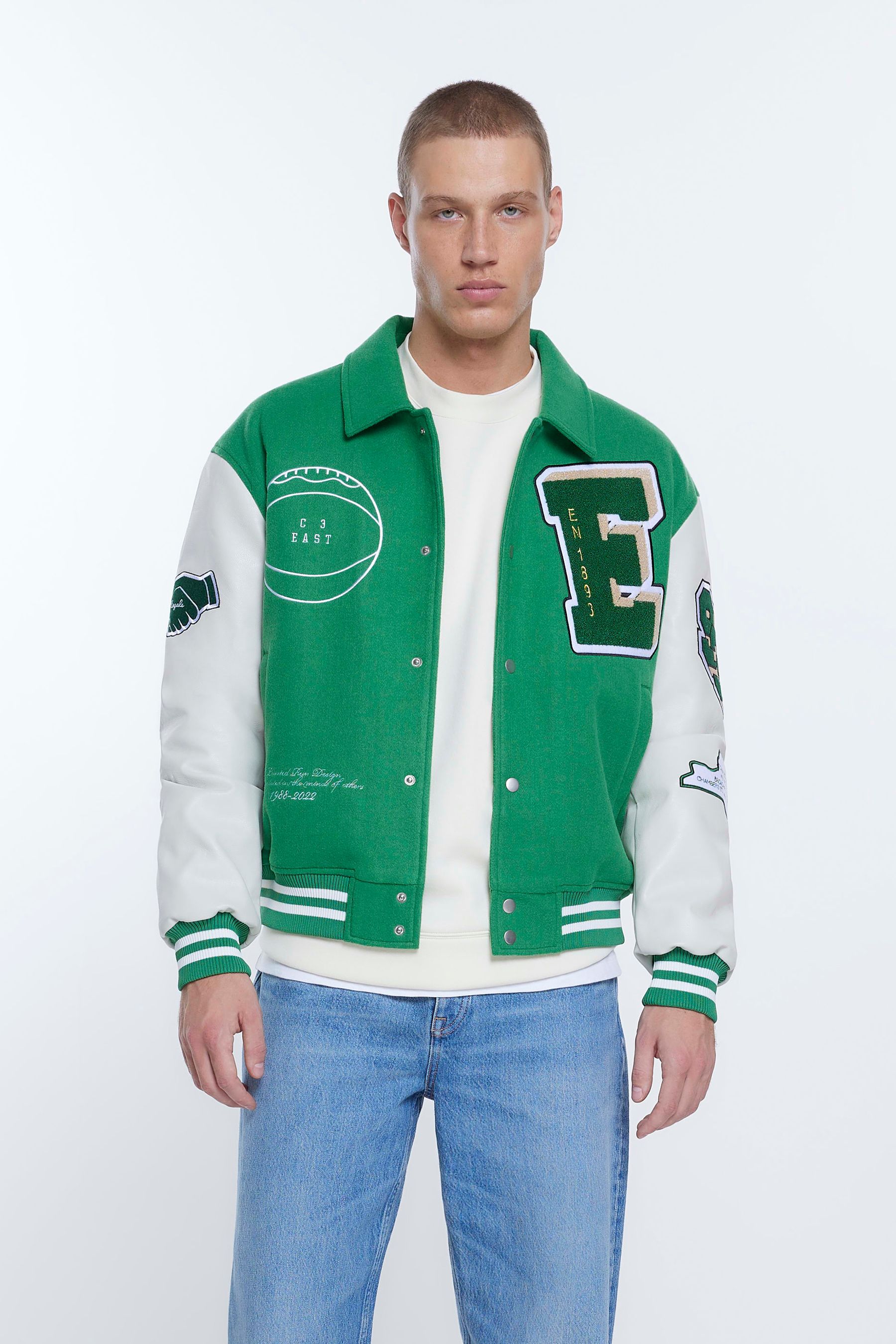 River island green jacket shop