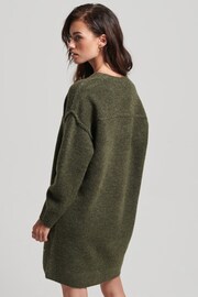 Superdry Green Slouch V-Neck Knit Dress - Image 2 of 7