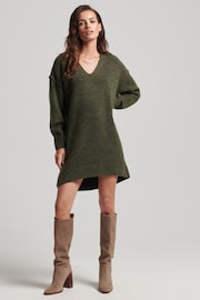 Superdry Green Slouch V-Neck Knit Dress - Image 3 of 7