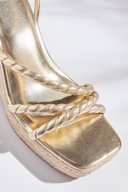 Gold Forever Comfort® Twist Strap Detail Square Toe Wedge Sandals - Image 5 of 6