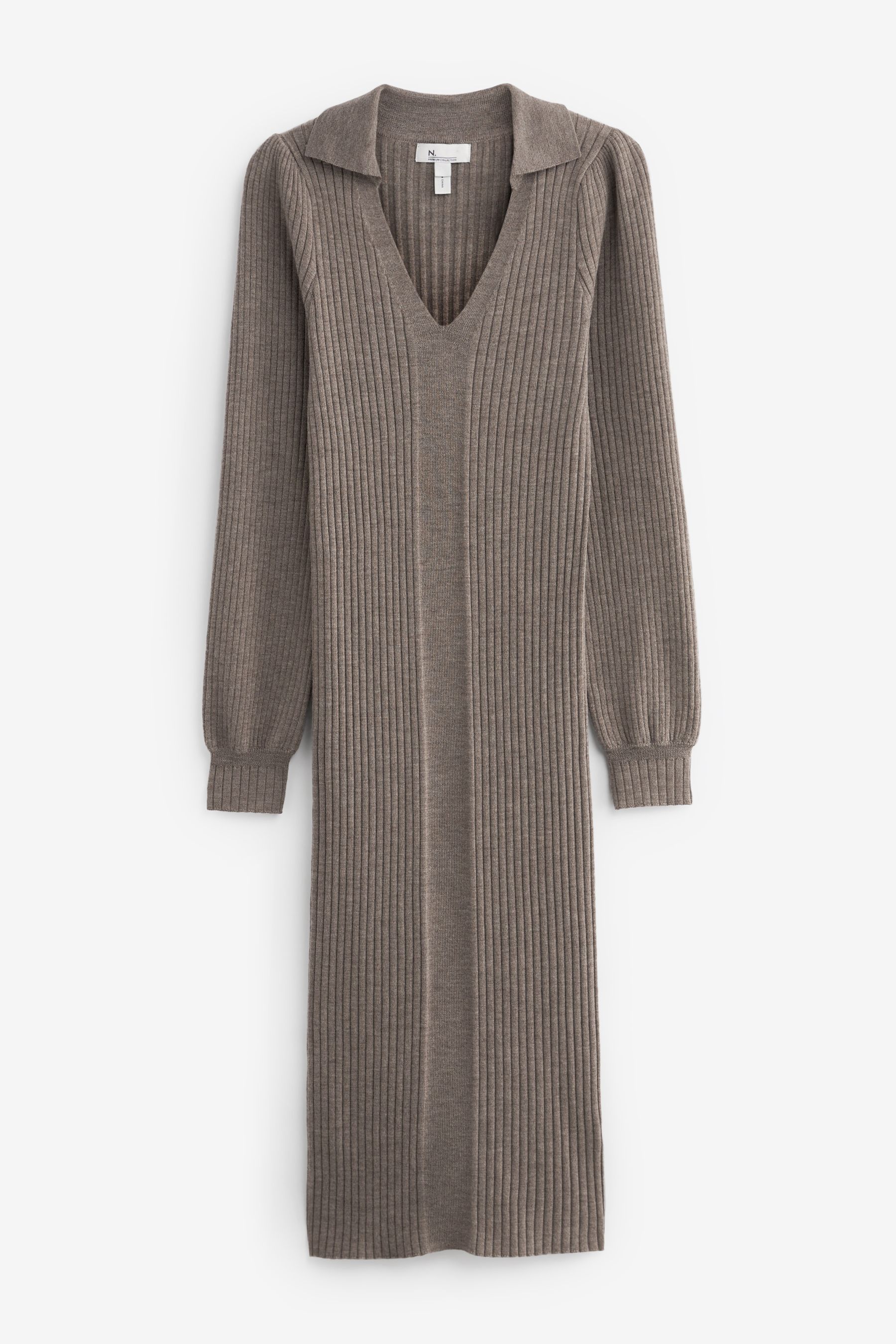 Buy Neutral Brown Premium 100 Merino Wool Dress from Next Luxembourg
