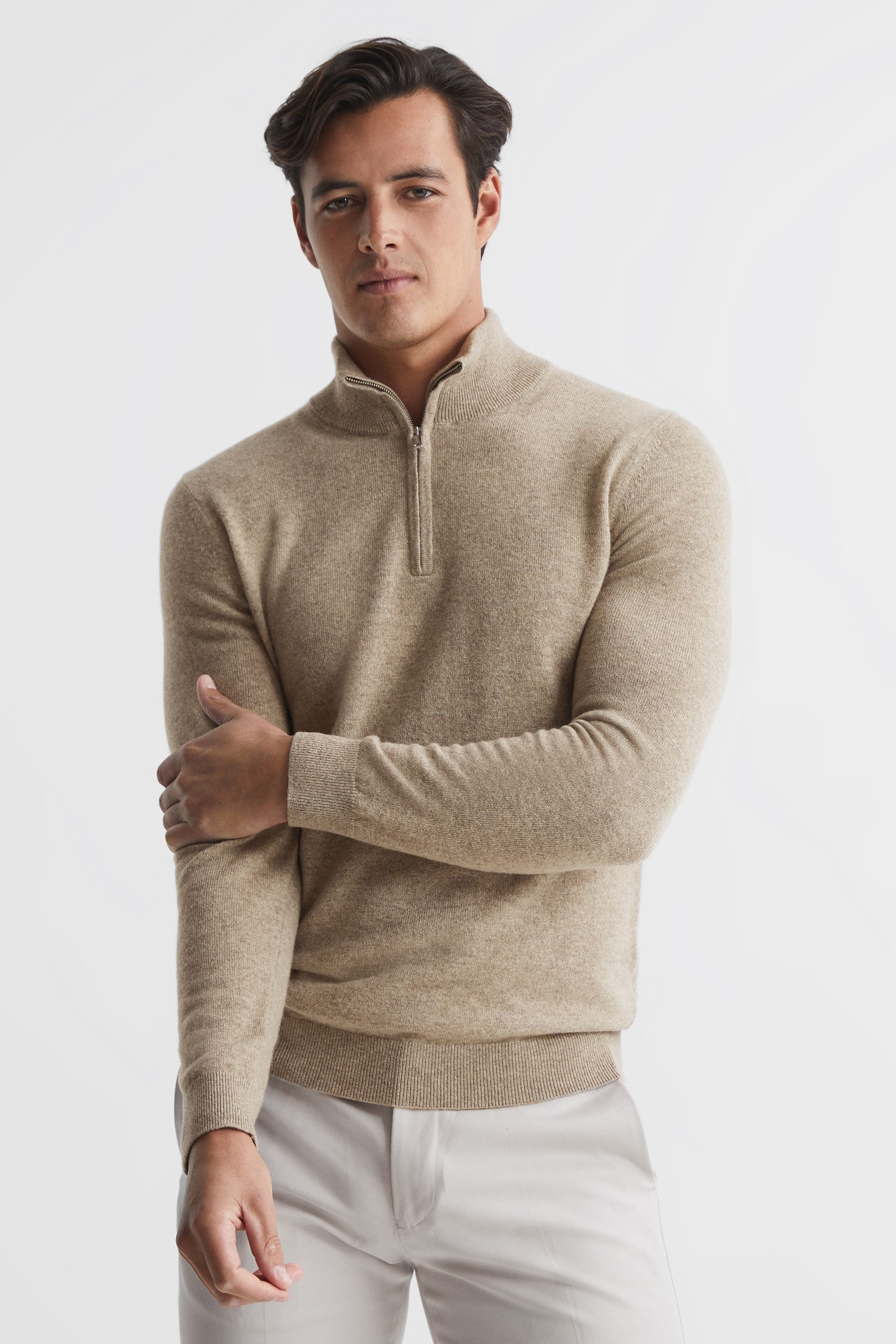Buy Reiss Grain Royal Cashmere Slim Fit Half Zip Jumper from the Next UK online shop