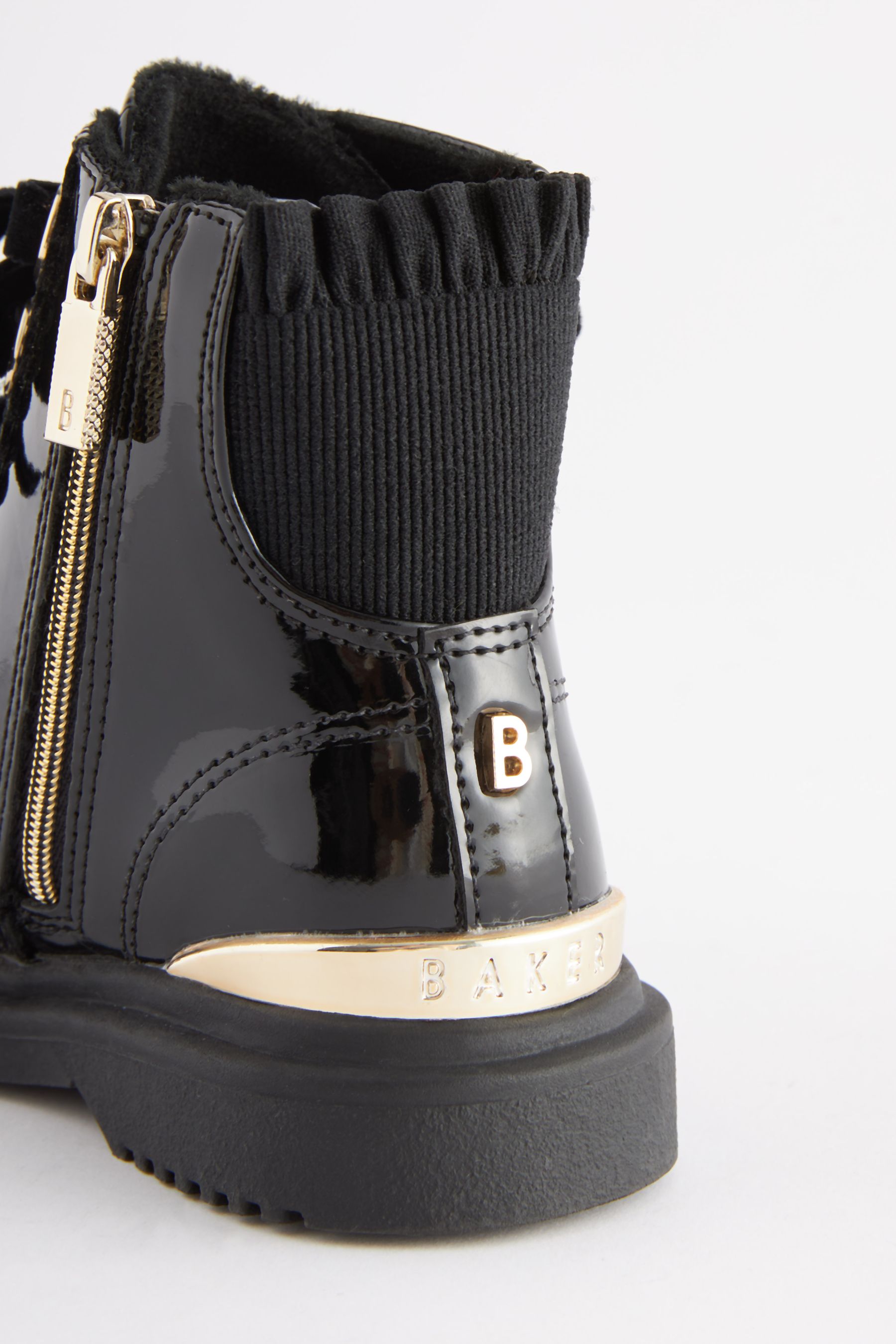 Buy Baker by Ted Baker Girls Patent Lace Up Black Boots from Next Luxembourg
