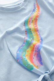 Blue Rainbow Sequin Tie Front T-Shirt (3-16yrs) - Image 7 of 7