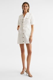 Reiss White Mayslie PAIGE Button Through Denim Mini Dress - Image 1 of 7