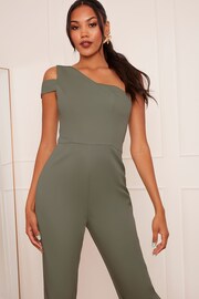 Chi Chi London Green One Shoulder Jumpsuit - Image 4 of 5