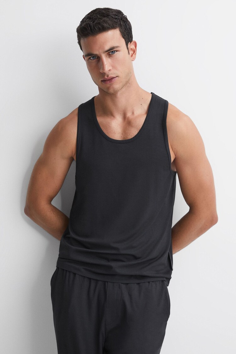 Reiss Charcoal Mount Jersey Scoop Neck Vest - Image 1 of 5