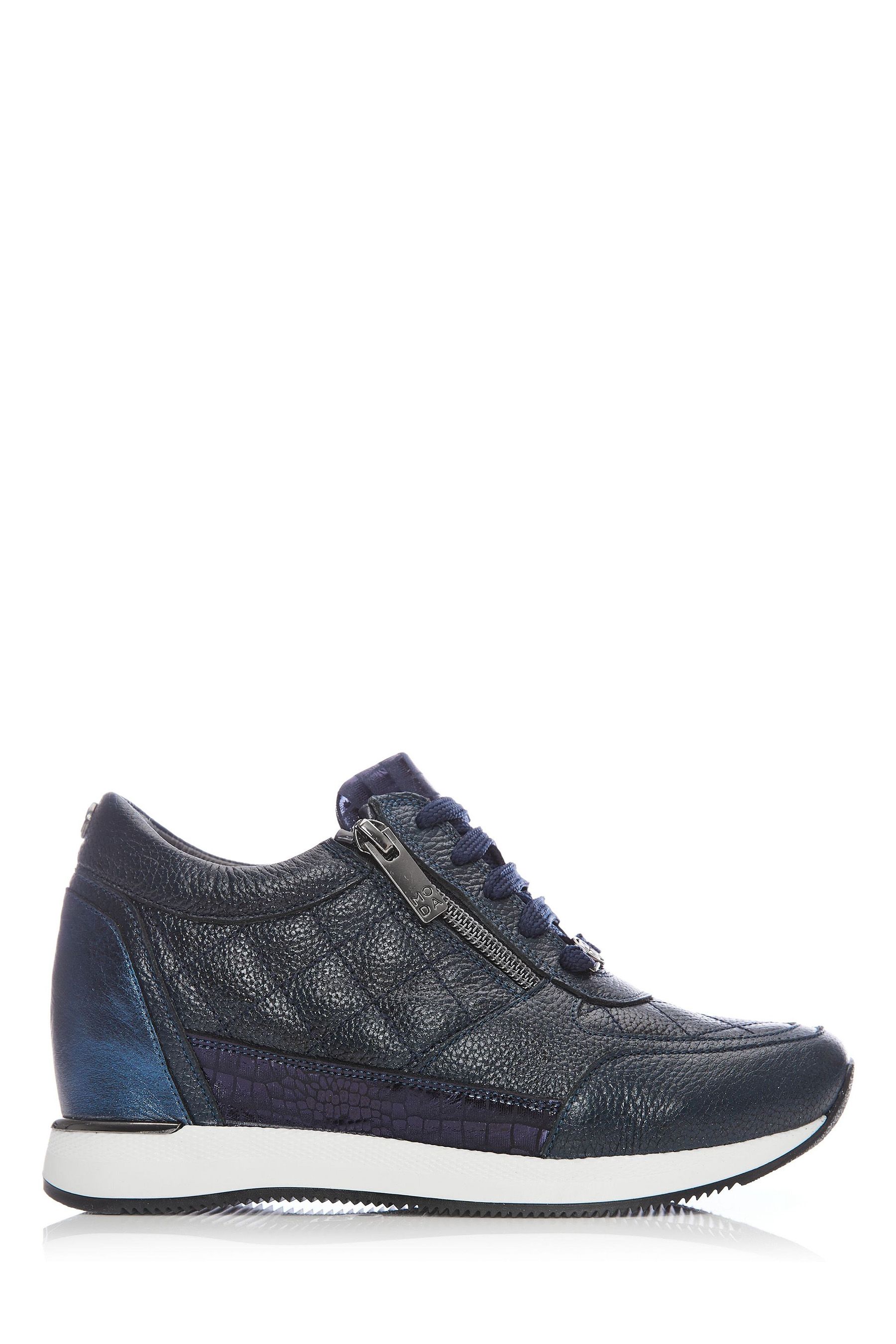 Buy Moda in Pelle Berke Quilted Wedge Trainers With Side Zip And Lace Up Detail from Next Luxembourg
