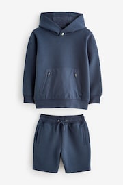 Navy Textured Utility Hoodie and Shorts Set (3-16yrs) - Image 4 of 6