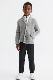 Reiss Soft Grey Melange King Junior Shawl Collar Cashmere Cardigan - Image 3 of 6