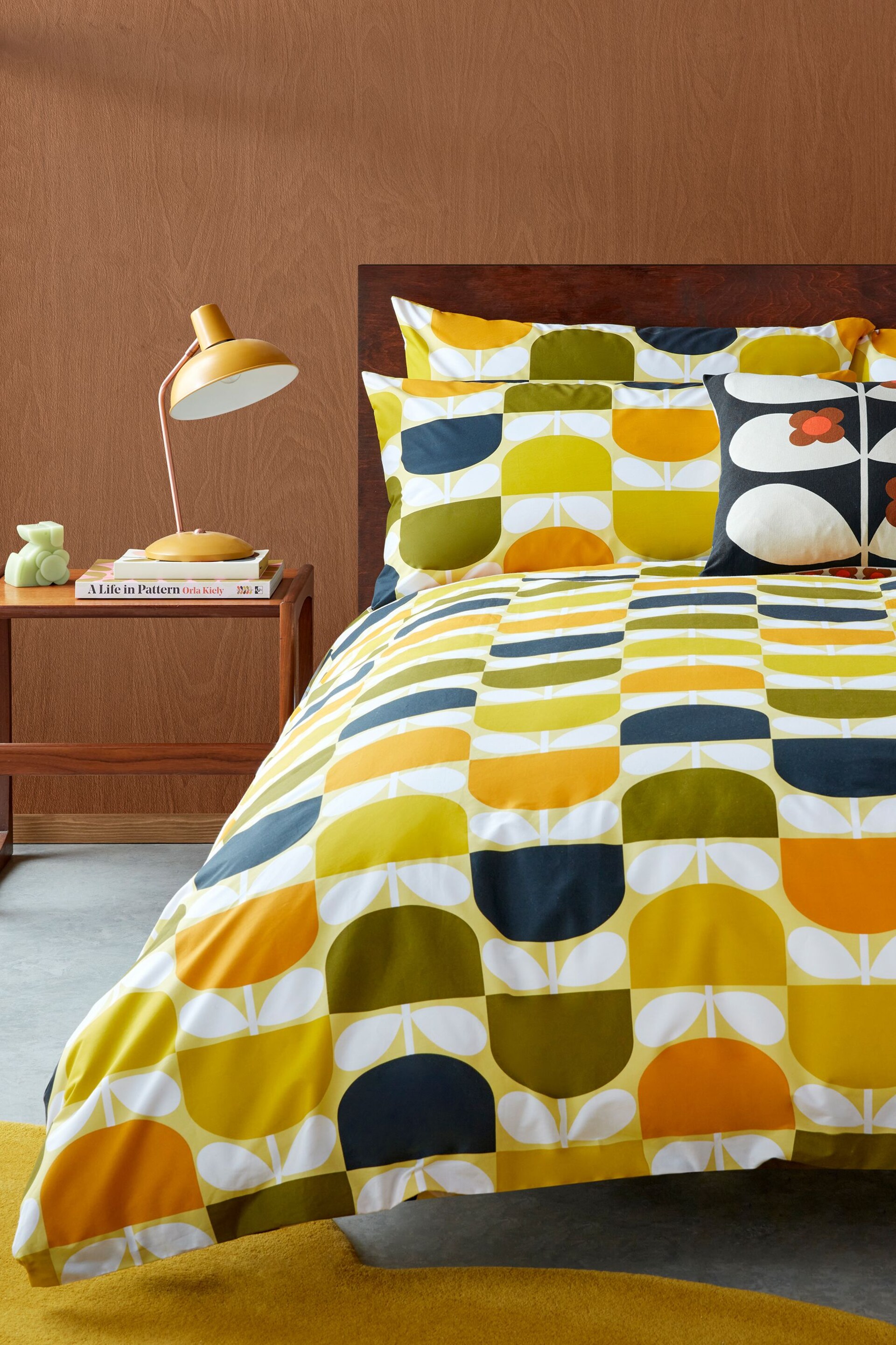 Orla Kiely Yellow Block Stem Duvet Cover And Pillowcase Set - Image 1 of 4