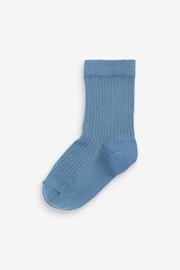Blue/Navy Cotton Rich Fine Rib Socks 7 Pack - Image 2 of 8