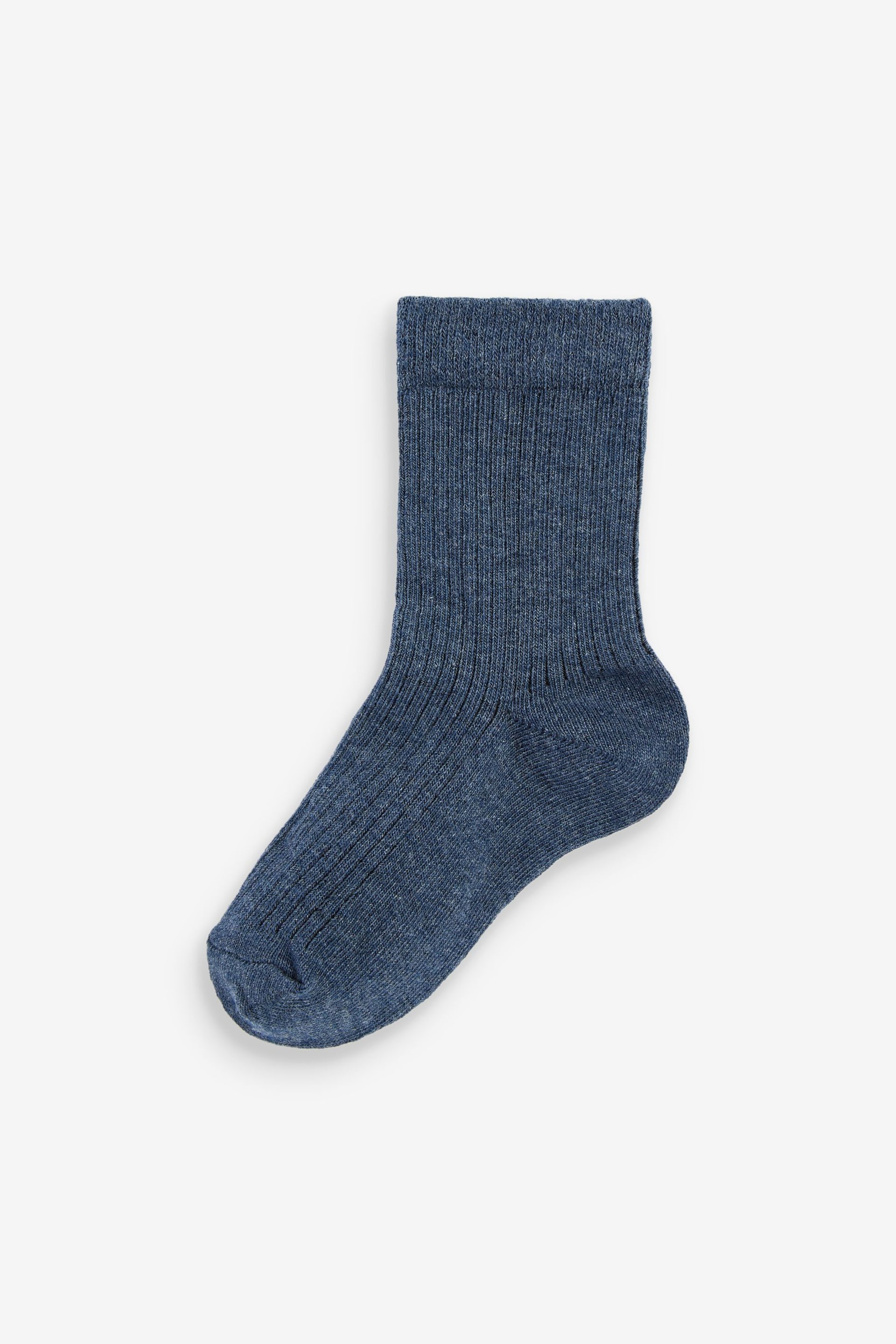 Blue/Navy Cotton Rich Fine Rib Socks 7 Pack - Image 3 of 8