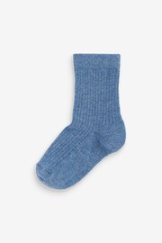 Blue/Navy Cotton Rich Fine Rib Socks 7 Pack - Image 8 of 8