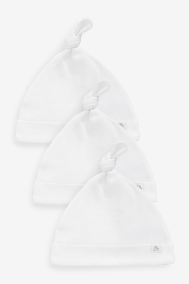 White Baby Tie Top Hats 3 Pack (0-12mths) - Image 1 of 2