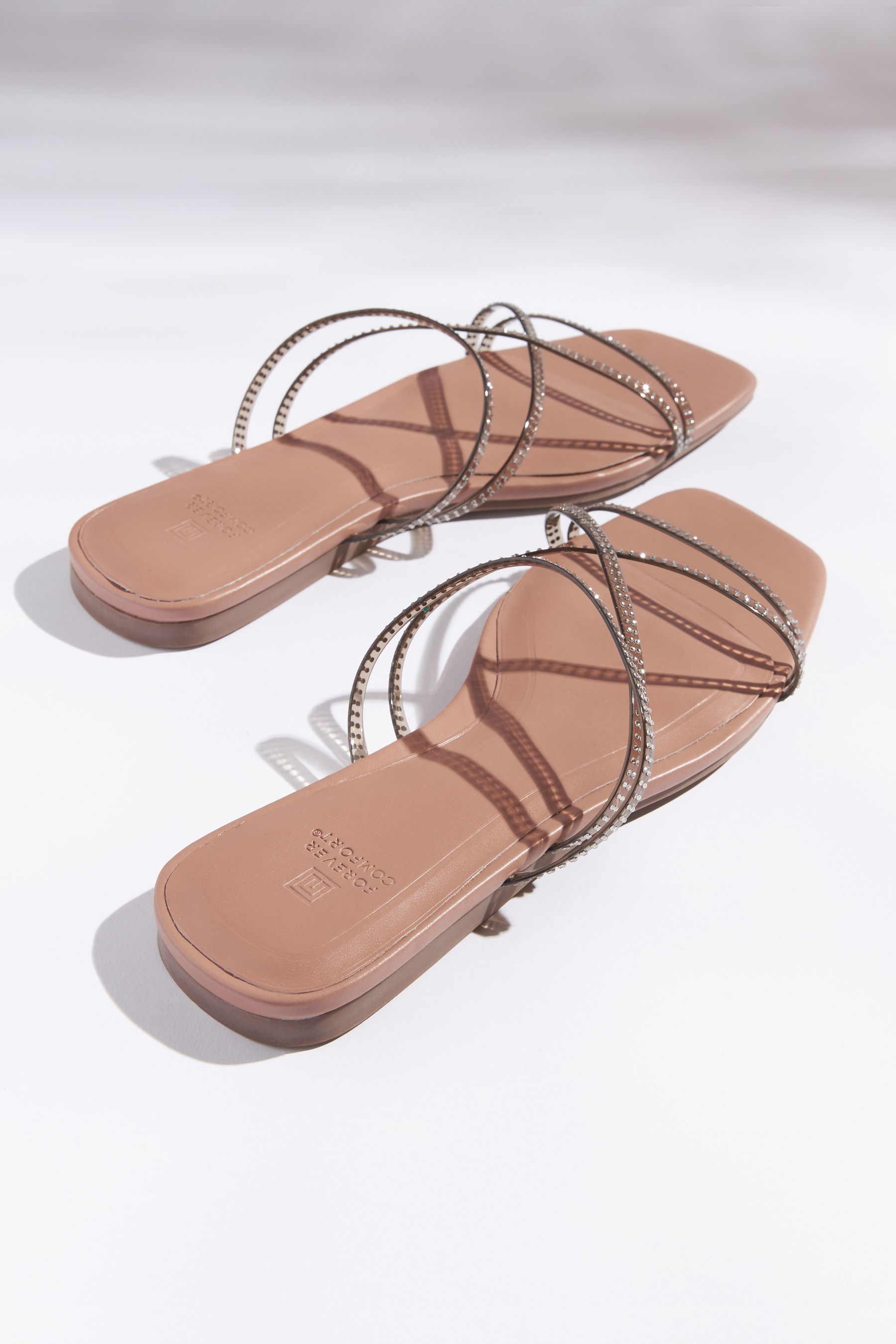 Buy Nude Clear Perspex Flat Mule Sandals with Jewel Detailing from Next Luxembourg