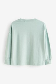 Teal Blue Sequin Flowers Long Sleeve T-Shirt (3-16yrs) - Image 7 of 8