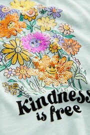 Teal Blue Sequin Flowers Long Sleeve T-Shirt (3-16yrs) - Image 8 of 8
