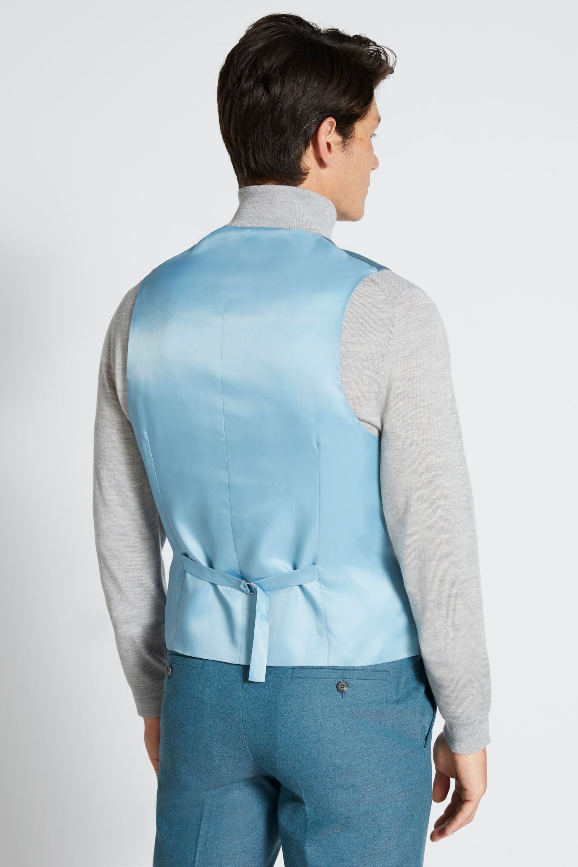 MOSS Blue Flannel Suit Waistcoat - Image 2 of 3
