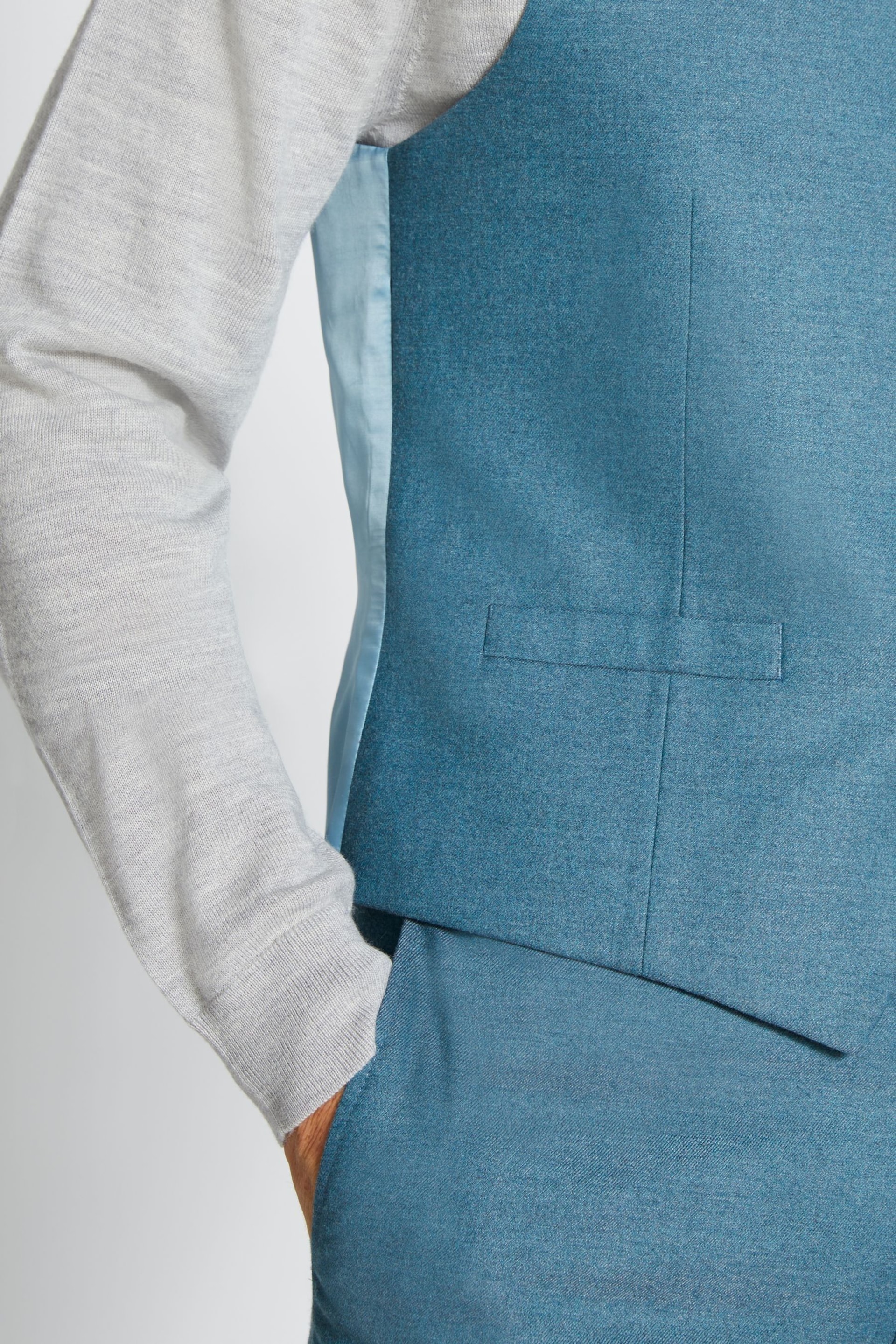MOSS Blue Flannel Suit: Waistcoat - Image 3 of 3