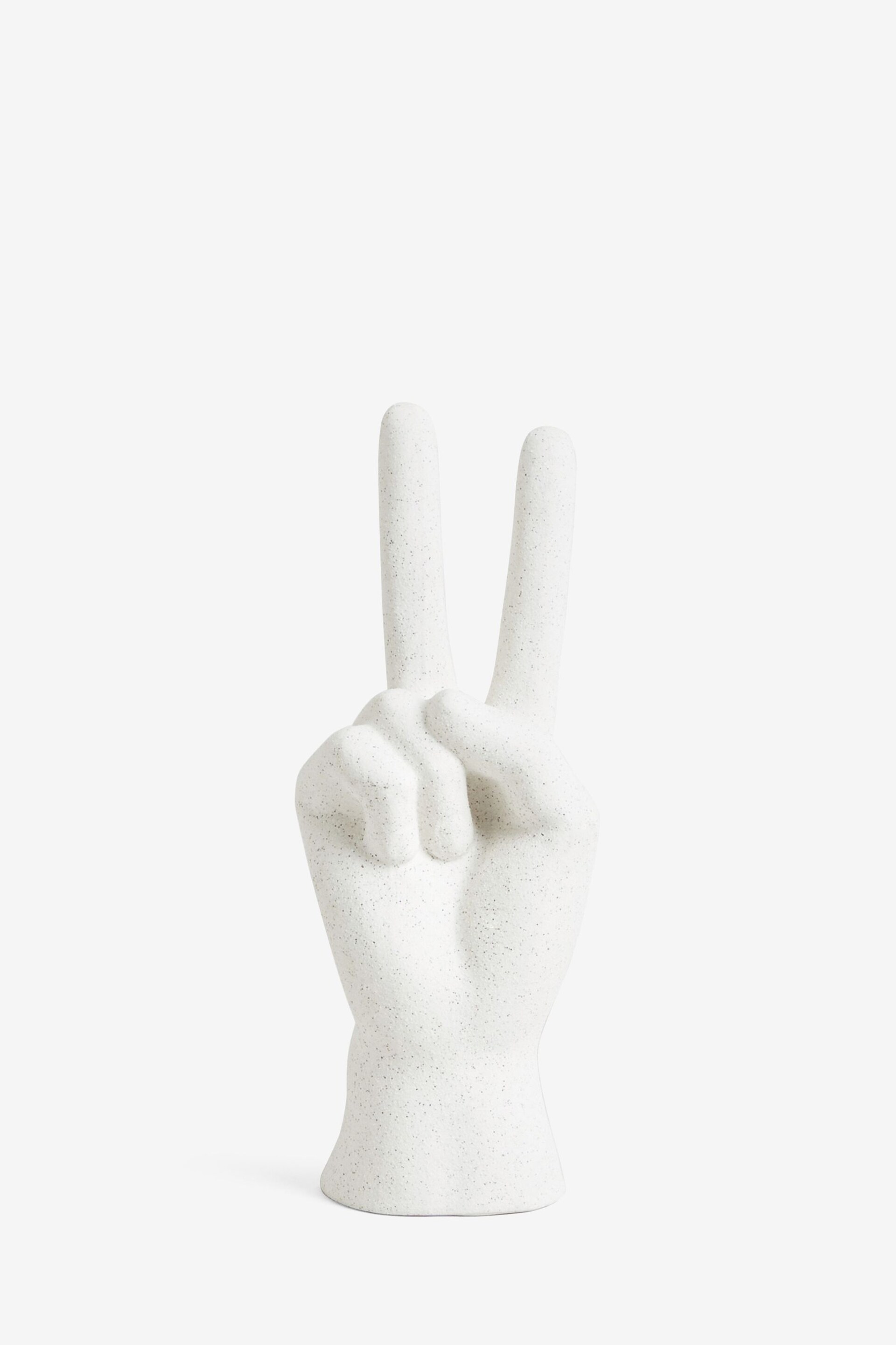 Cream Peace Hand Sculpture - Image 3 of 5