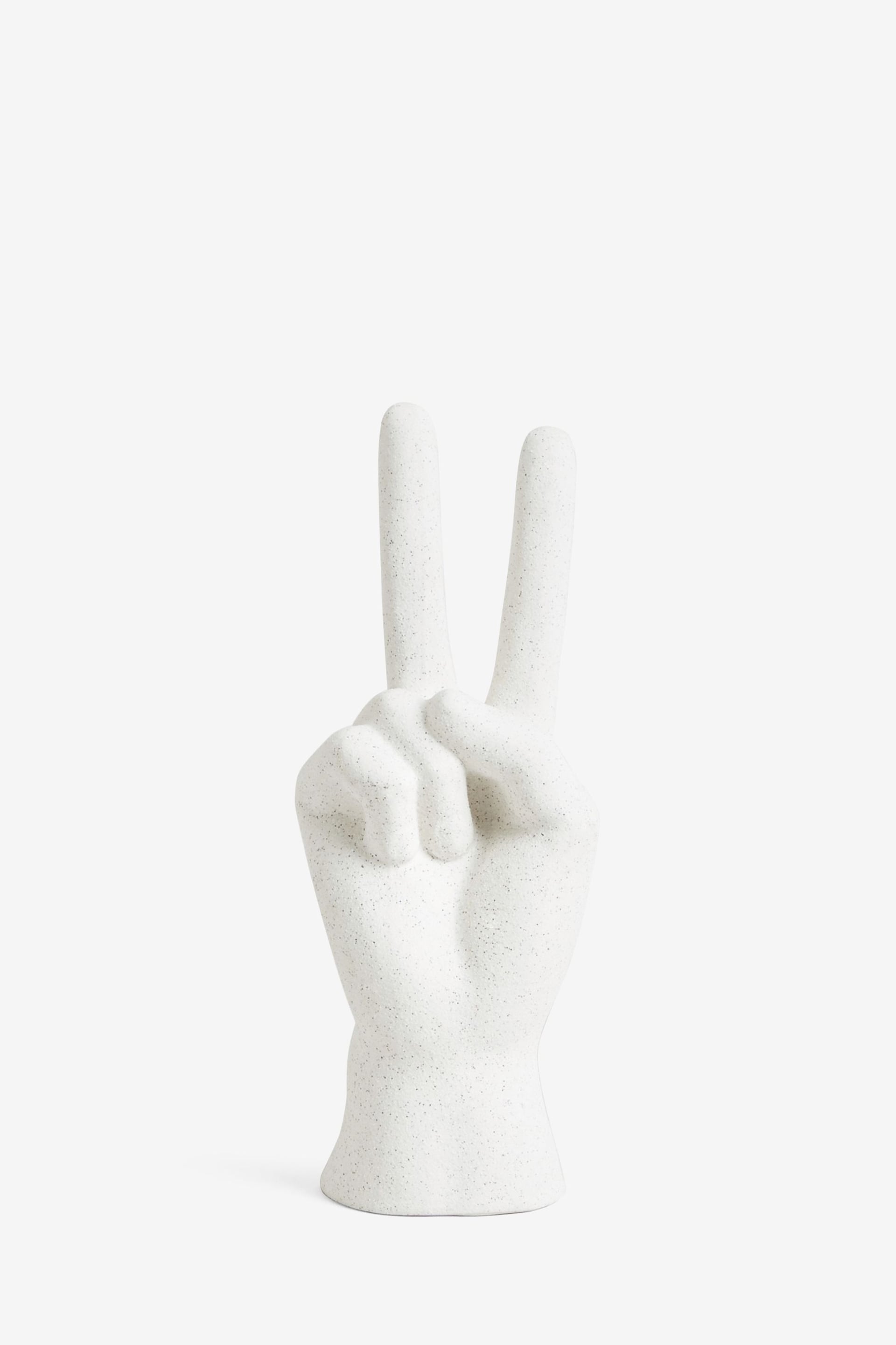 Cream Peace Hand Sculpture - Image 4 of 5