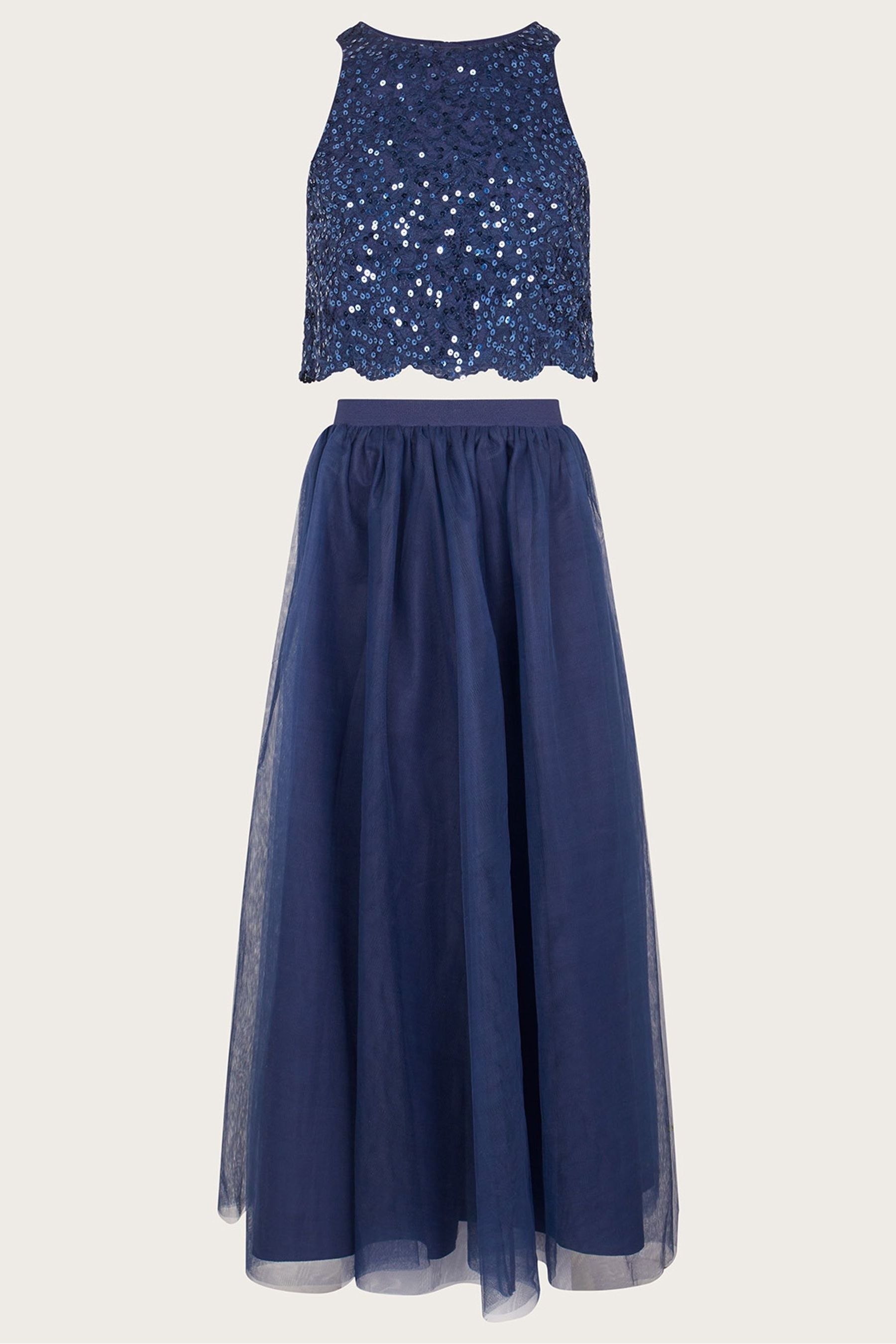 Buy Monsoon Blue Sequin Lace Top and Maxi Tulle Skirt Prom Set from Next Oman