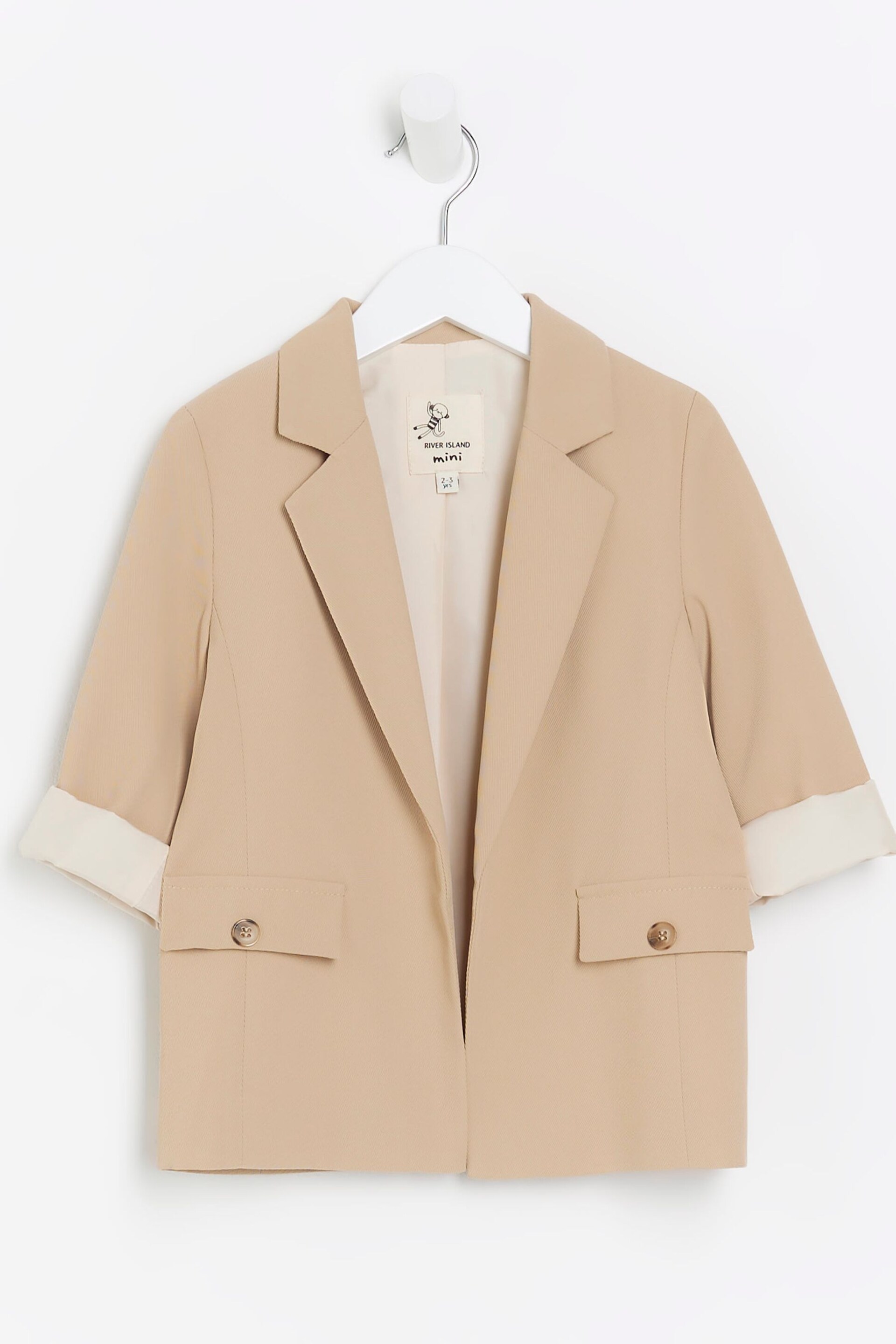 River Island Light Brown Girls Rolled Sleeve Blazer - Image 1 of 4