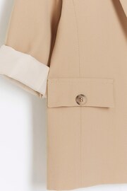 River Island Light Brown Girls Rolled Sleeve Blazer - Image 4 of 4