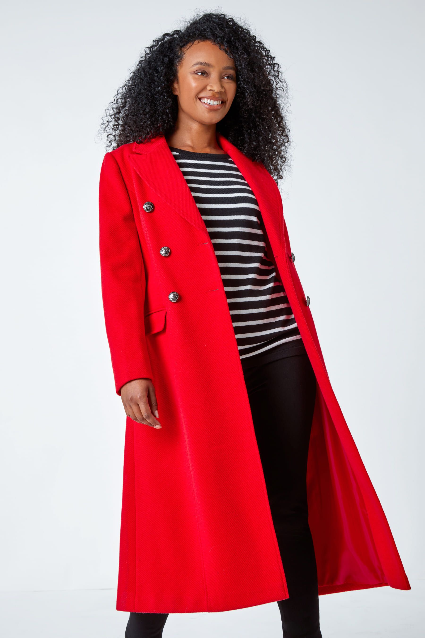 Buy Roman Red Petite Longline Belted Military Coat from the Next UK online shop