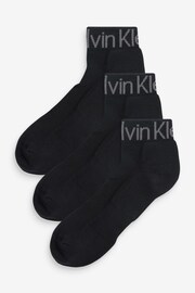 Calvin Klein Black Logo Quarter Socks 3 Pack - Image 1 of 5