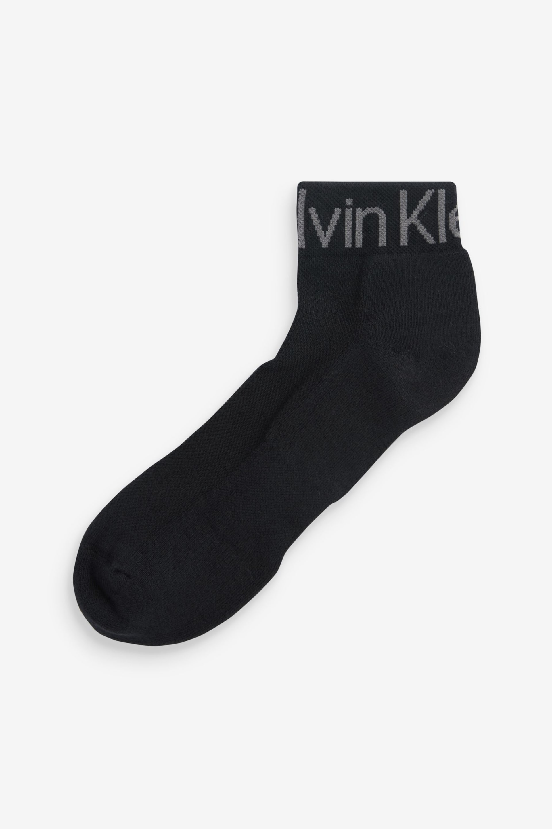 Calvin Klein Black Logo Quarter Socks 3 Pack - Image 2 of 5