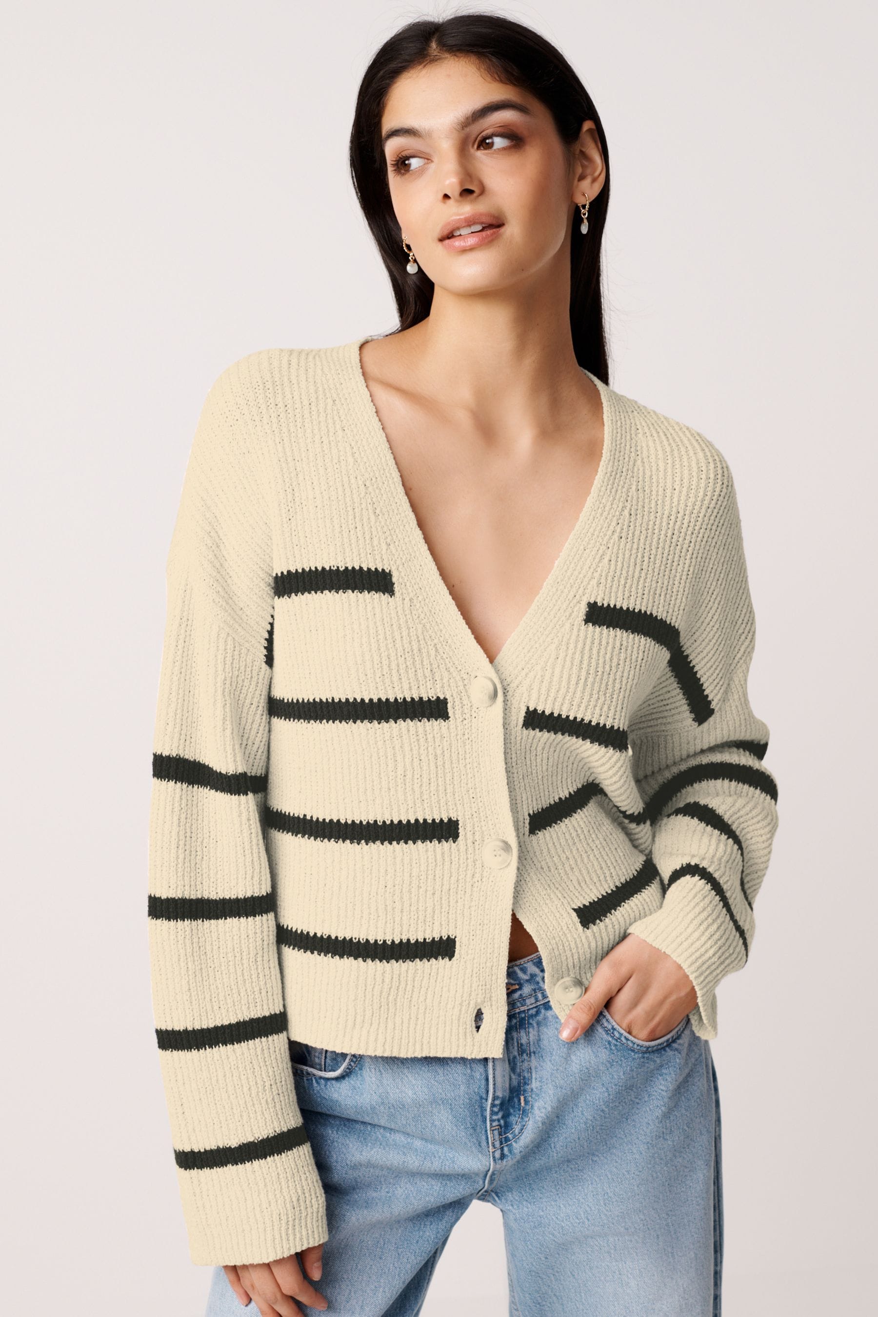 White striped cardigan cheap