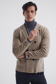 Reiss Chinchilla Marko Double Breasted Knitted Cashmere Blazer - Image 6 of 7