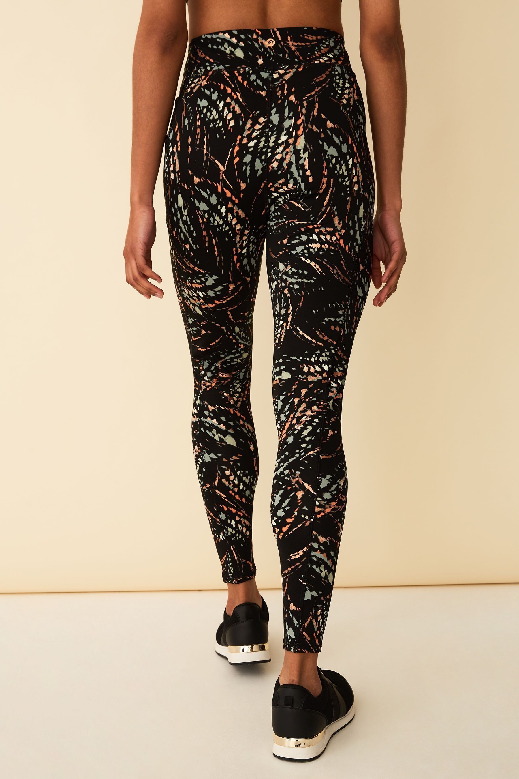 Buy F F Active Multi Foil Print Sports Black Leggings from Next Slovakia