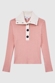 Reiss Pink Maia Senior Colourblock Knitted Top - Image 2 of 6