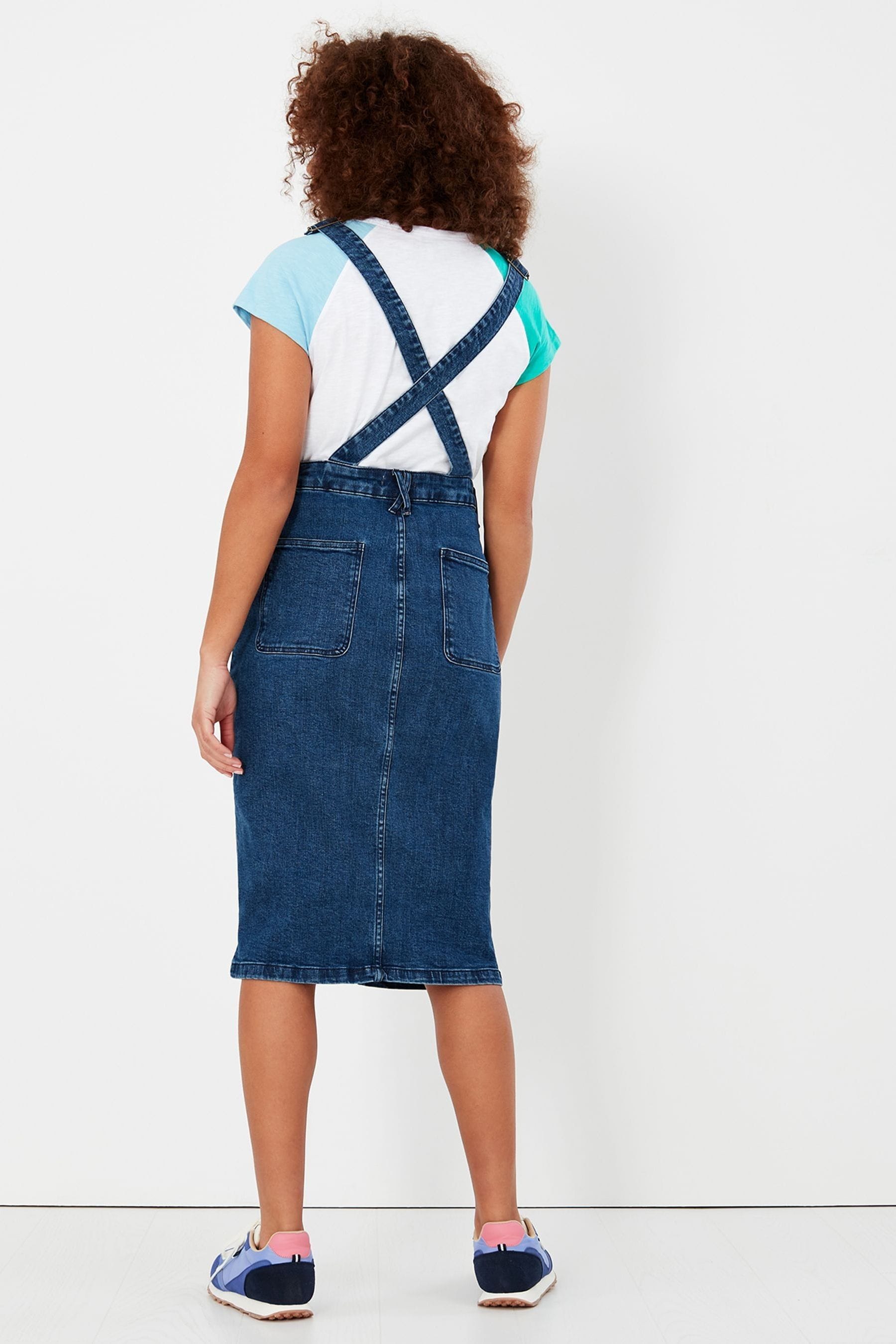 Blue dungaree skirt deals